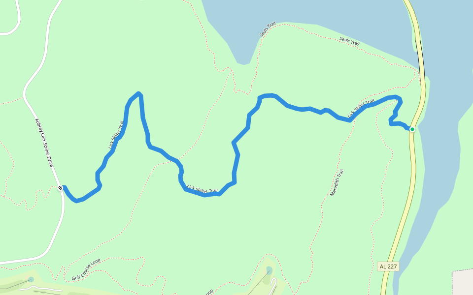 Lick Skillet Trail walking route map in Guntersville