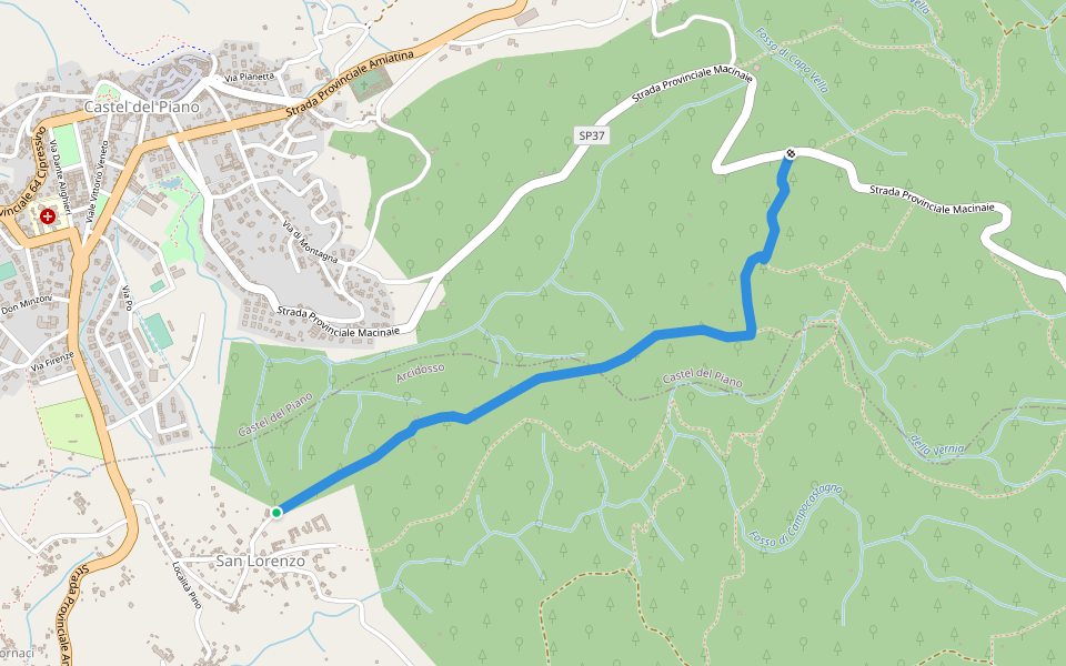 via del sasso del prete walking route map in San Lorenzo