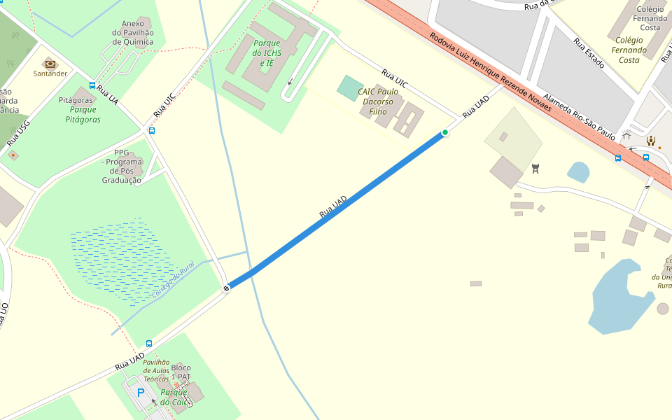 Rua UAD walking route map in Seropédica