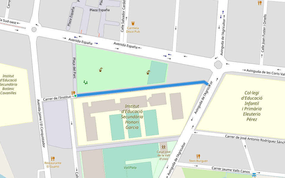 Carrer de l'Institut walking route map in La Vall d'Uixó