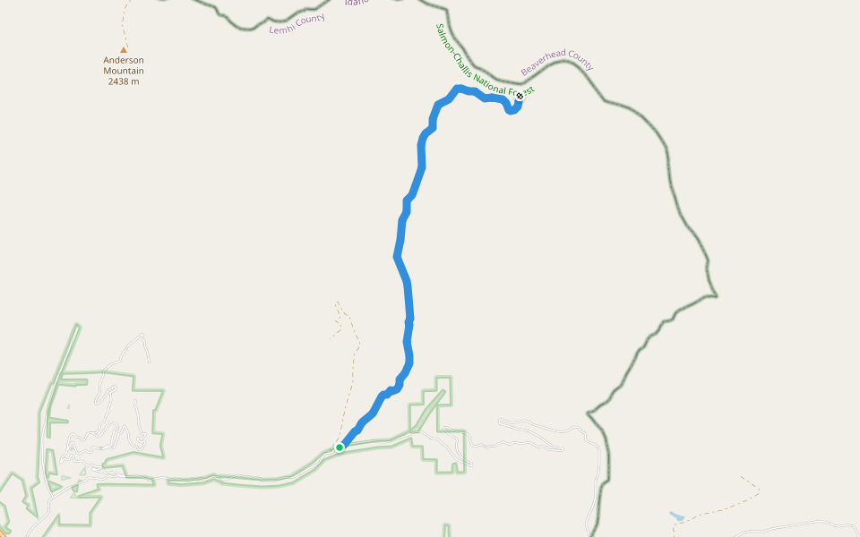 Three Mile Ridge walking route map in Gibbonsville