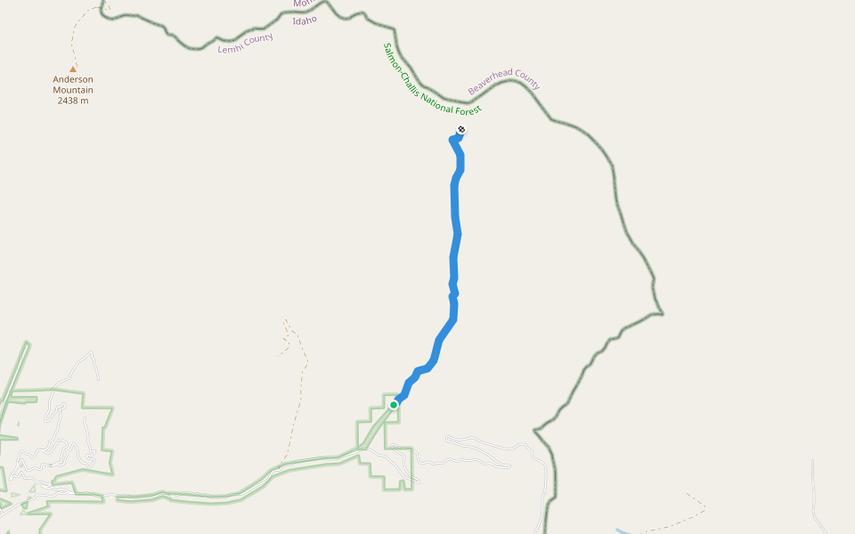 Nez Perce Ridge walking route map in Gibbonsville