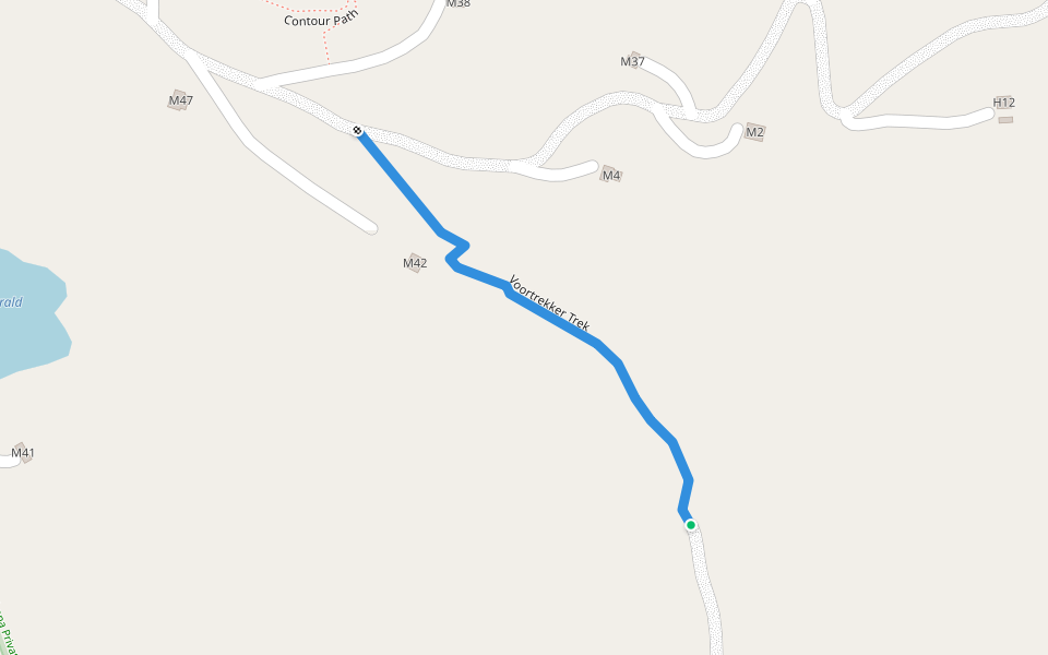 Voortrekker Trek walking route map in Hylton