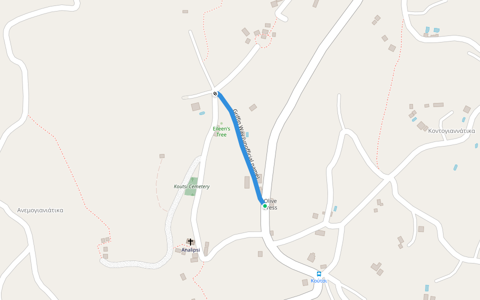 Griffin Way (unofficial name) walking route map in Kontogiannatika