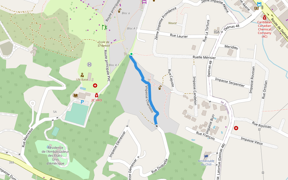 Impasse Charlotin walking route map in Port-au-Prince