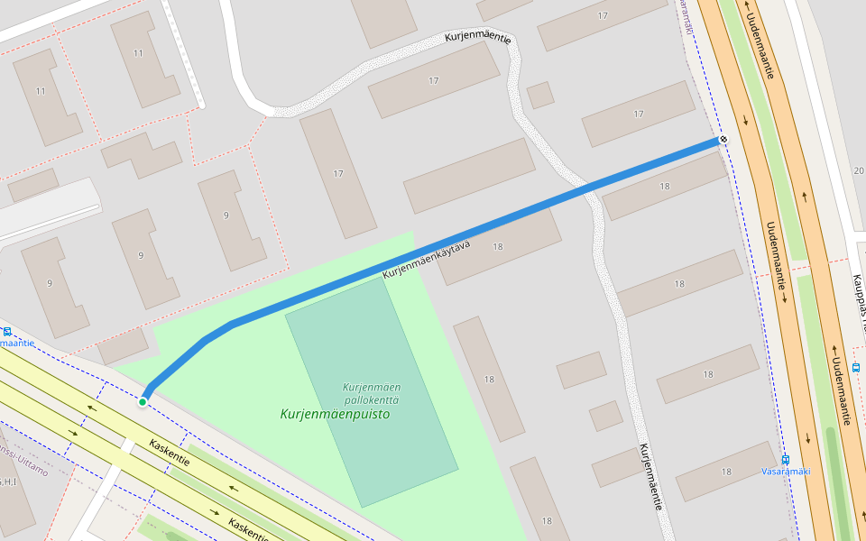 Kurjenmäenkäytävä walking route map in Turku