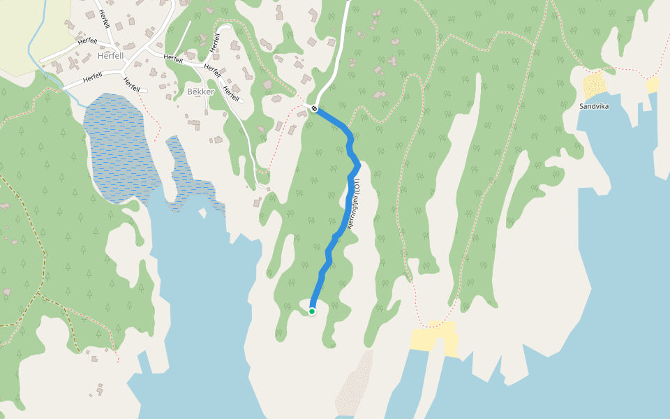 Kjerringfjell (LOT) walking route map in Hvarnes