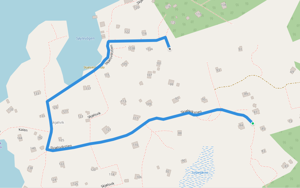 Skjølsvikstien walking route map in Hommersåk
