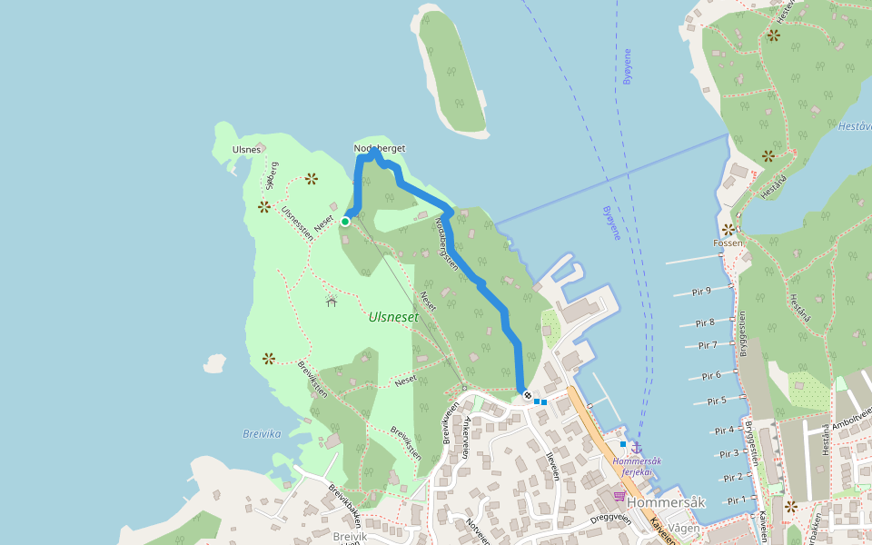 Nodabergstien walking route map in Hommersåk