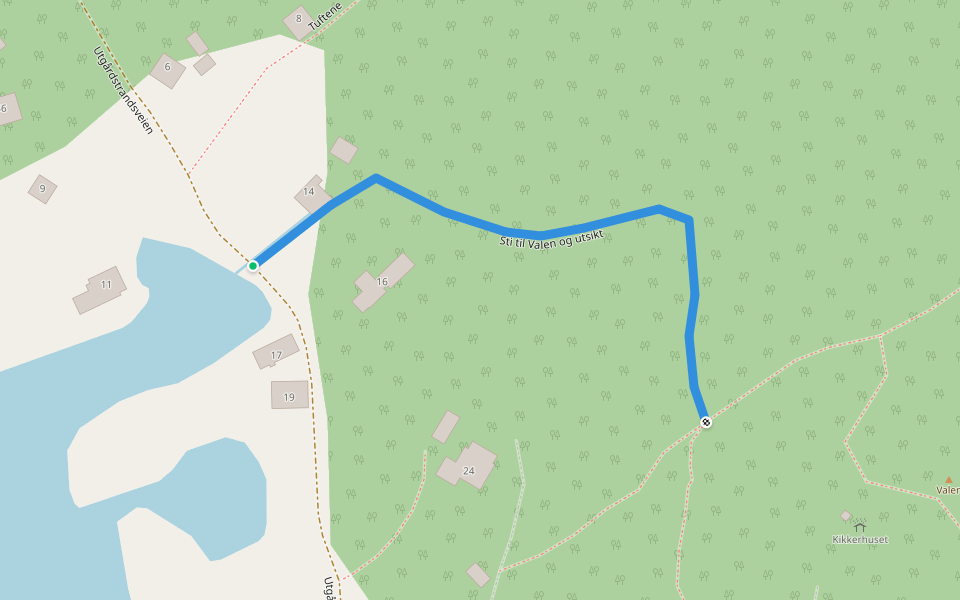 Sti til Valen og utsikt walking route map in Sandvika