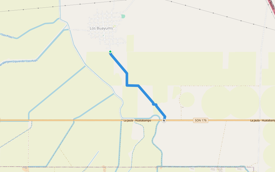 Camino a Los Buayums walking route map in Los Buayums
