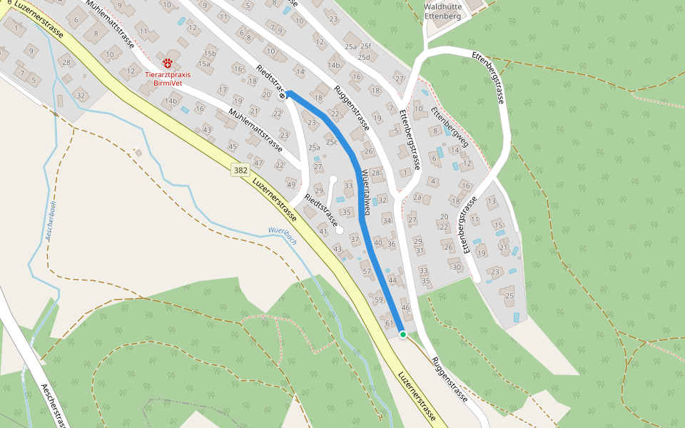 Wüeritalweg walking route map in Birmensdorf