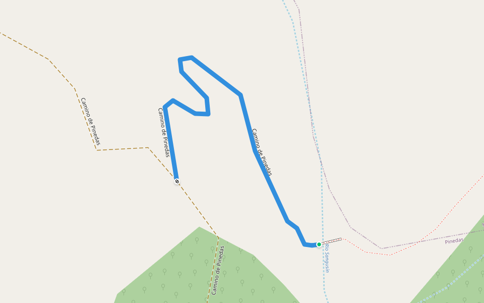 Camino de Pinedas walking route map in Molinillo