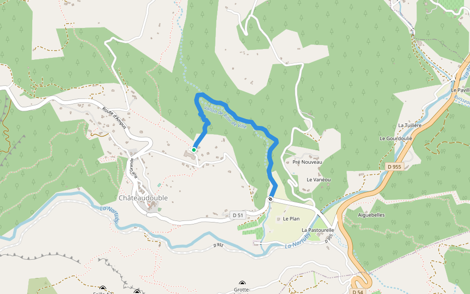 La Marnay walking route map in Châteaudouble