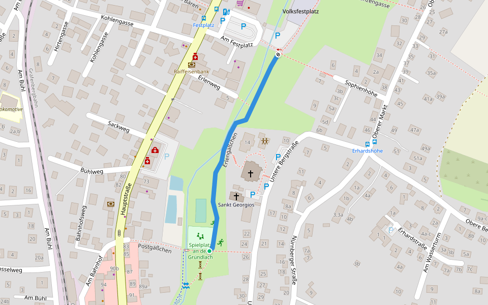 Erlengäßchen walking route map in Heroldsberg