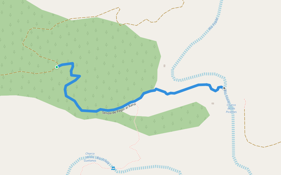 Senda de Pepín el Rana walking route map in Bicorp