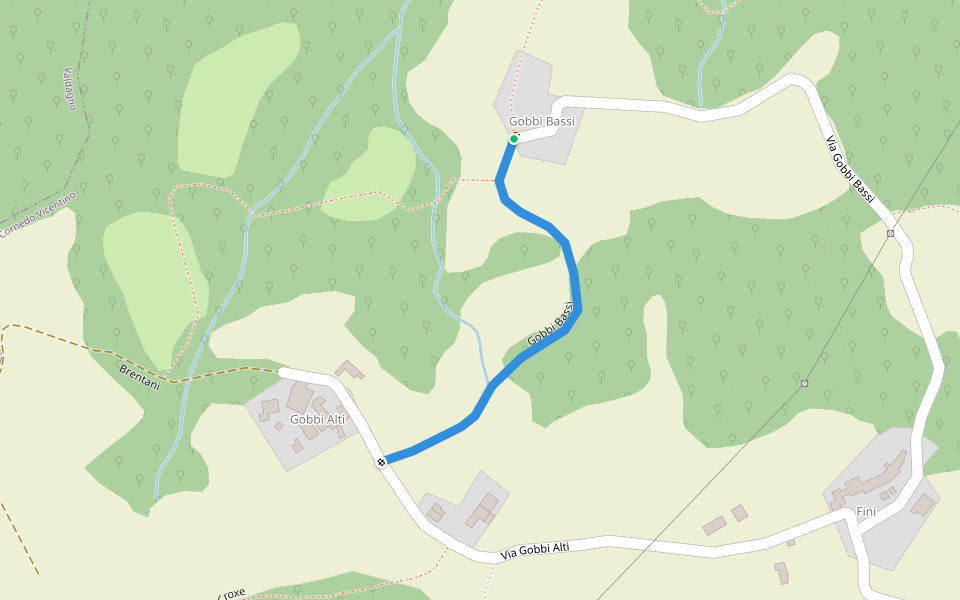 Gobbi Bassi walking route map in Gobbi Alti