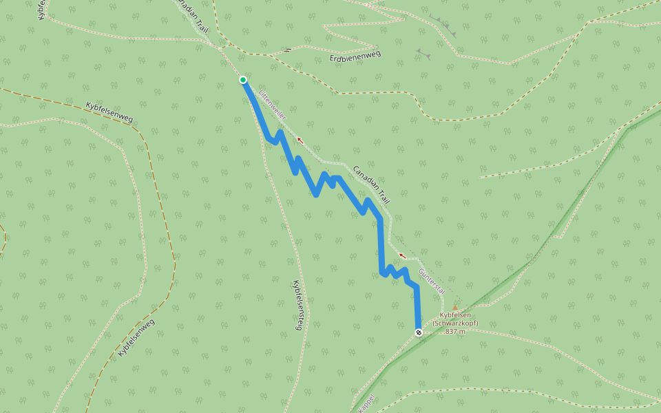 Canadian Trail uphill walking route map in Freiburg im Breisgau