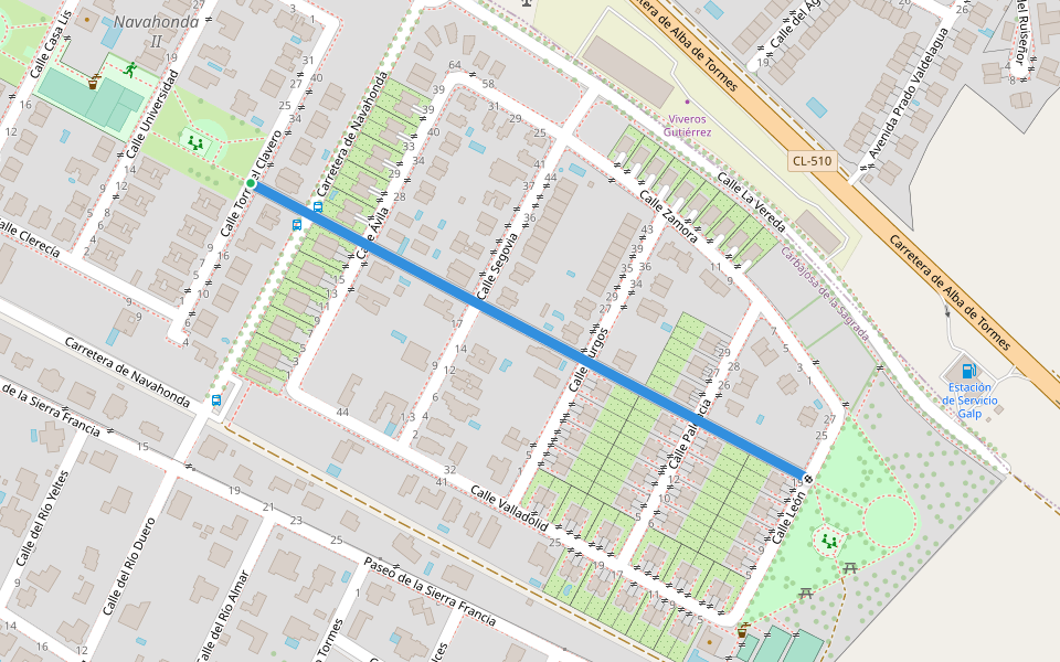 Calle de Soria walking route map in Carbajosa de la Sagrada