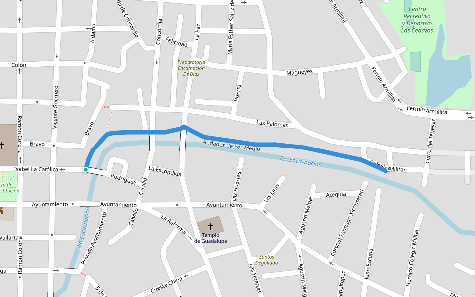 Andador de Por Medio walking route map in Encarnación de Díaz