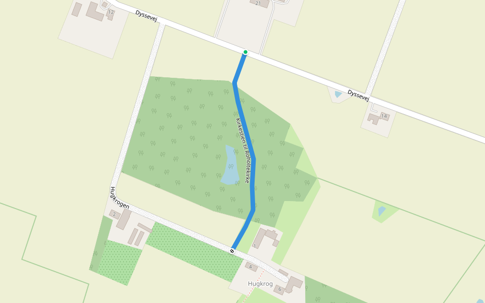Kirkestien til Roholtekirke walking route map in Faxe