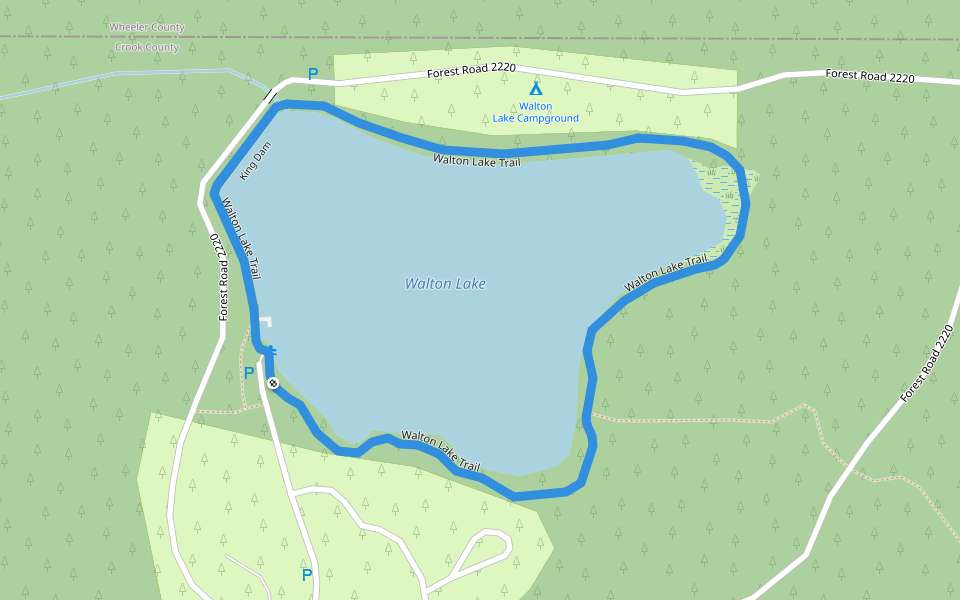 Walton Lake Trail walking route map in Prineville