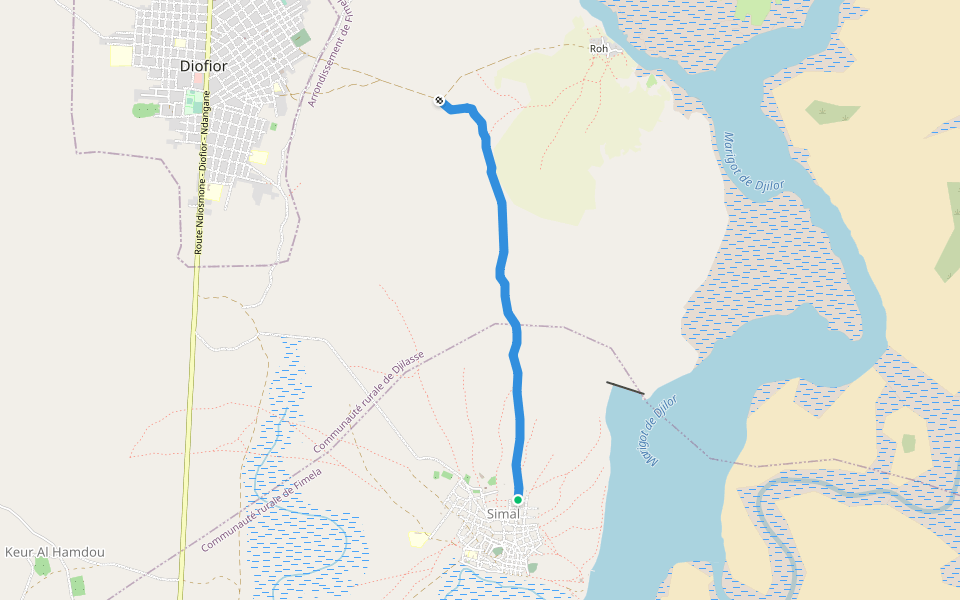 Route vers Roh walking route map in Simal