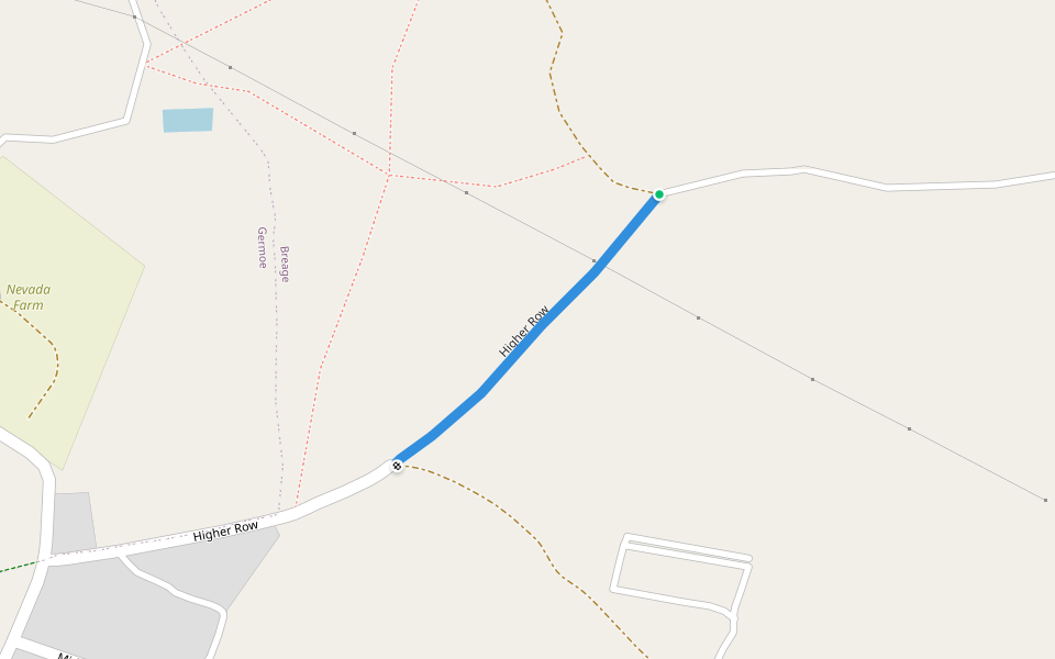 Higher Row walking route map in Breage