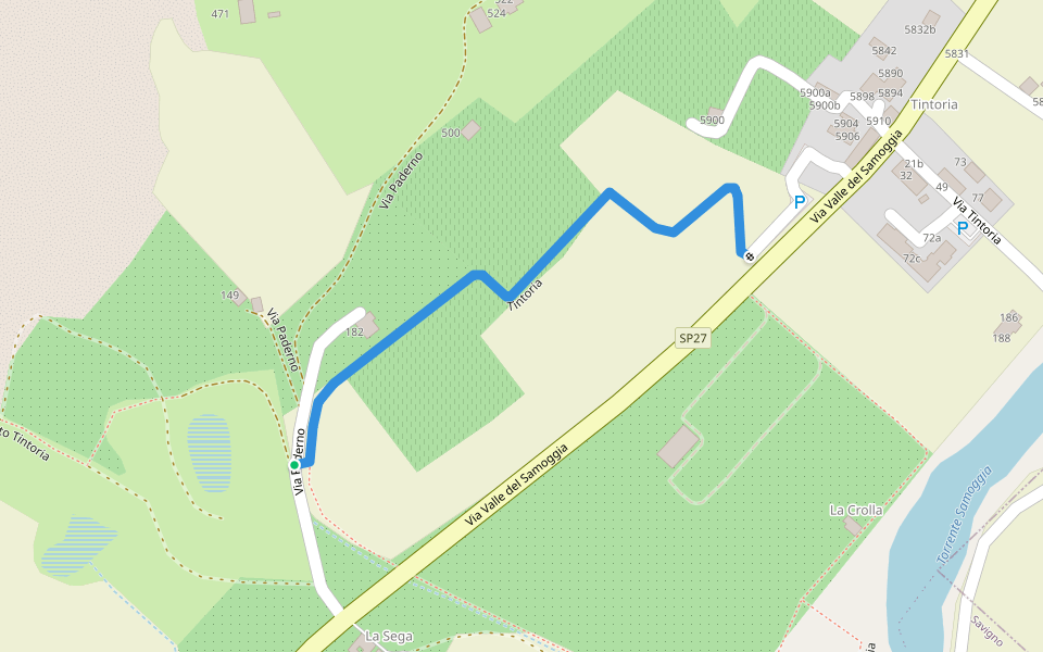 Tintoria walking route map in Castello di Serravalle