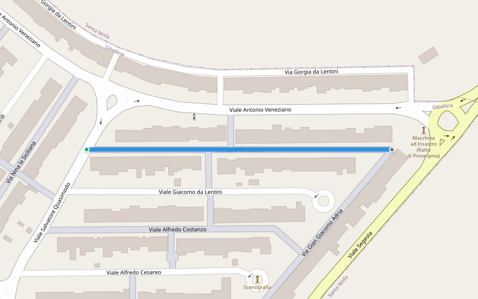 Via Cielo d'Alcamo walking route map in Nuova Gibellina