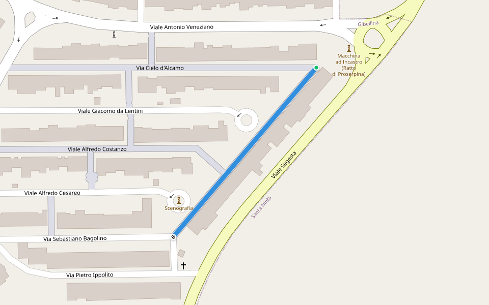 Via Gian Giacomo Adria walking route map in Nuova Gibellina