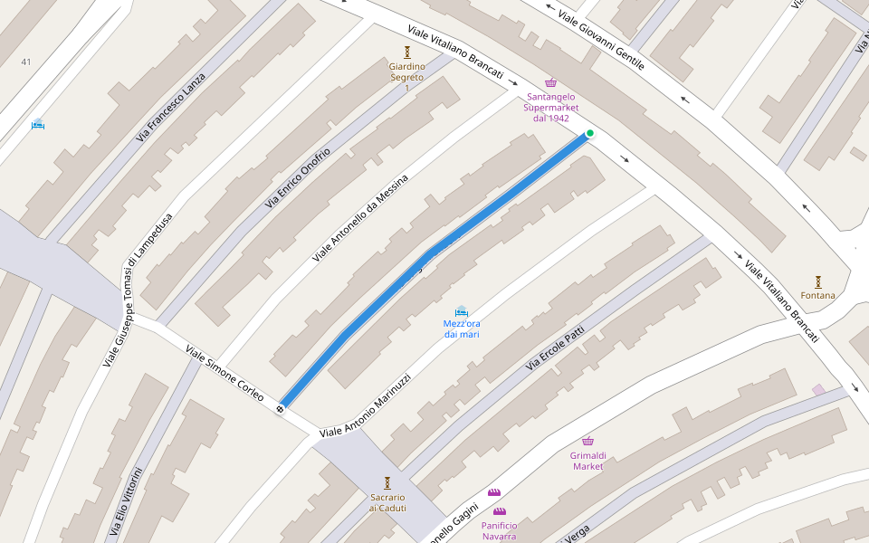 Via Luigi Pirandello walking route map in Nuova Gibellina