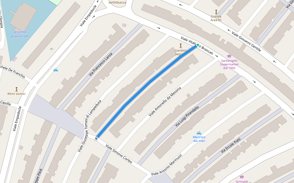 Via Enrico Onofrio walking route map in Nuova Gibellina