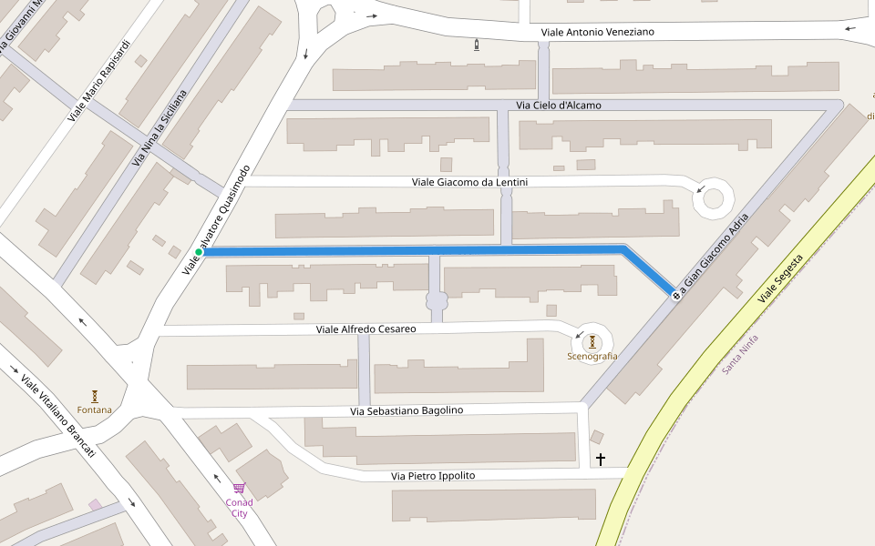 Viale Alfredo Costanzo walking route map in Nuova Gibellina