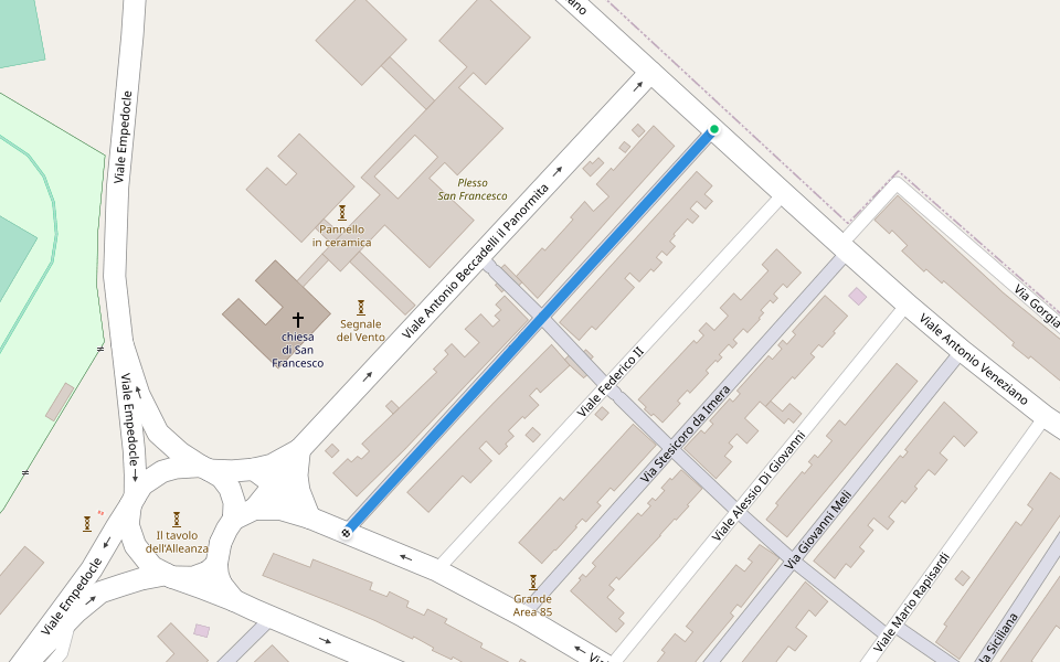 Via Teocrito walking route map in Nuova Gibellina