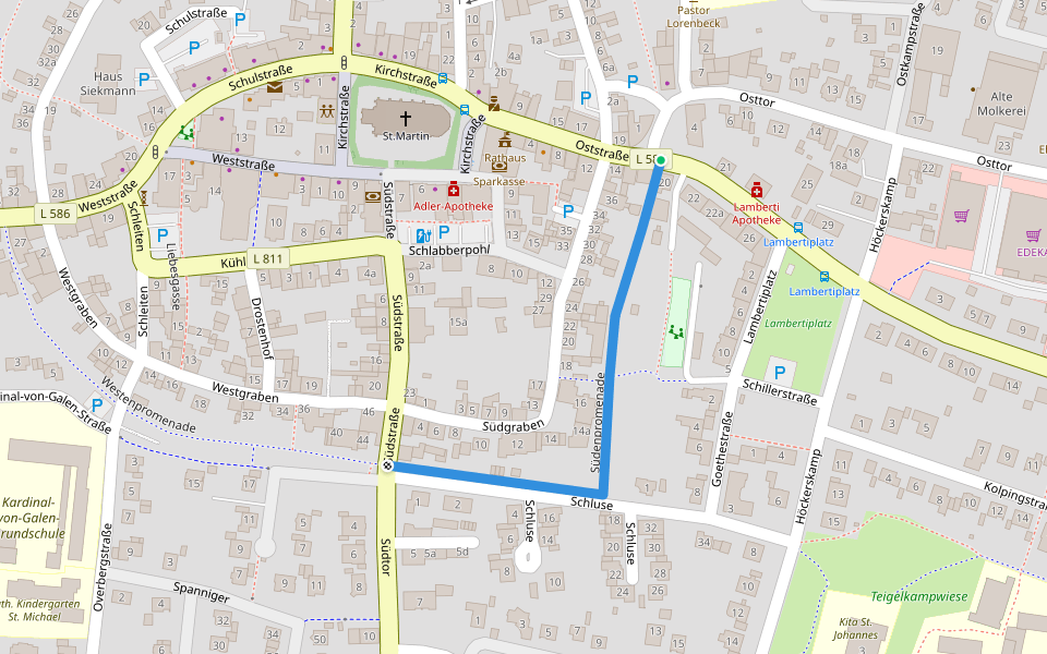 Südenpromenade walking route map in Sendenhorst