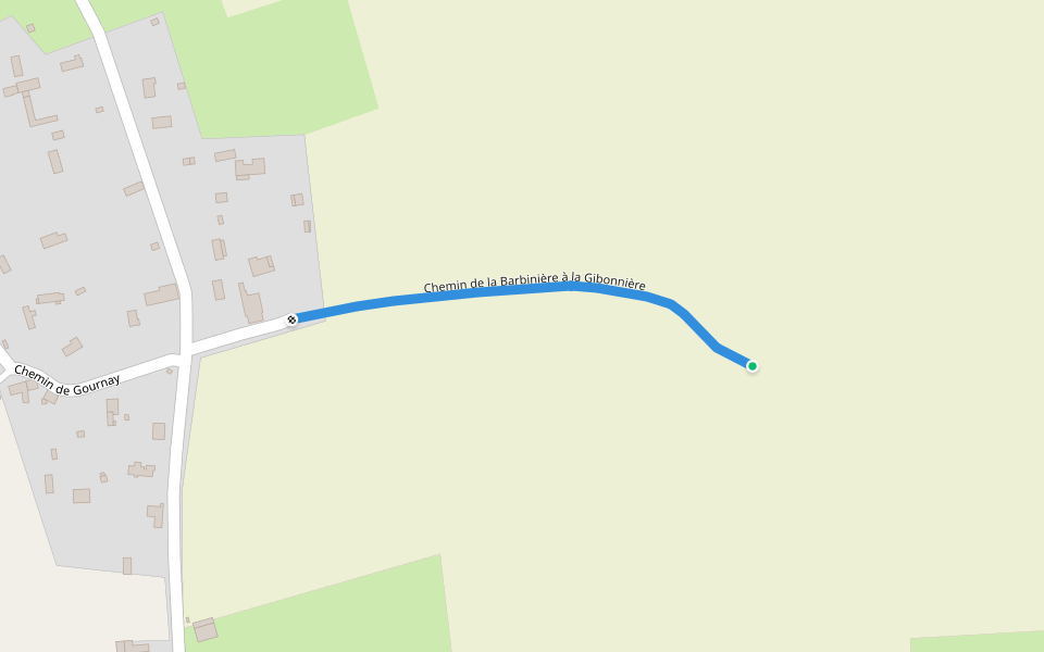 Chemin de la Barbinière à la Gibonnière walking route map in Rai