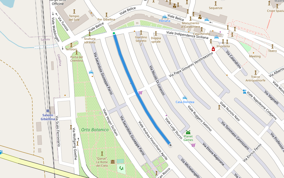 Via Arciprete Stefano Caronia walking route map in Nuova Gibellina
