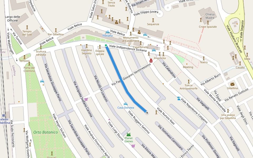 Via Professor Liborio Santangelo walking route map in Nuova Gibellina