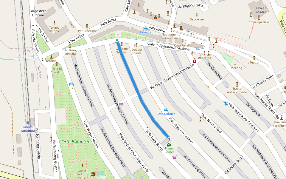 Via Nicolò Di Lorenzo walking route map in Nuova Gibellina