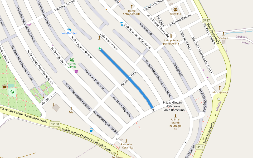 Via Tommaso Cannizzaro walking route map in Nuova Gibellina