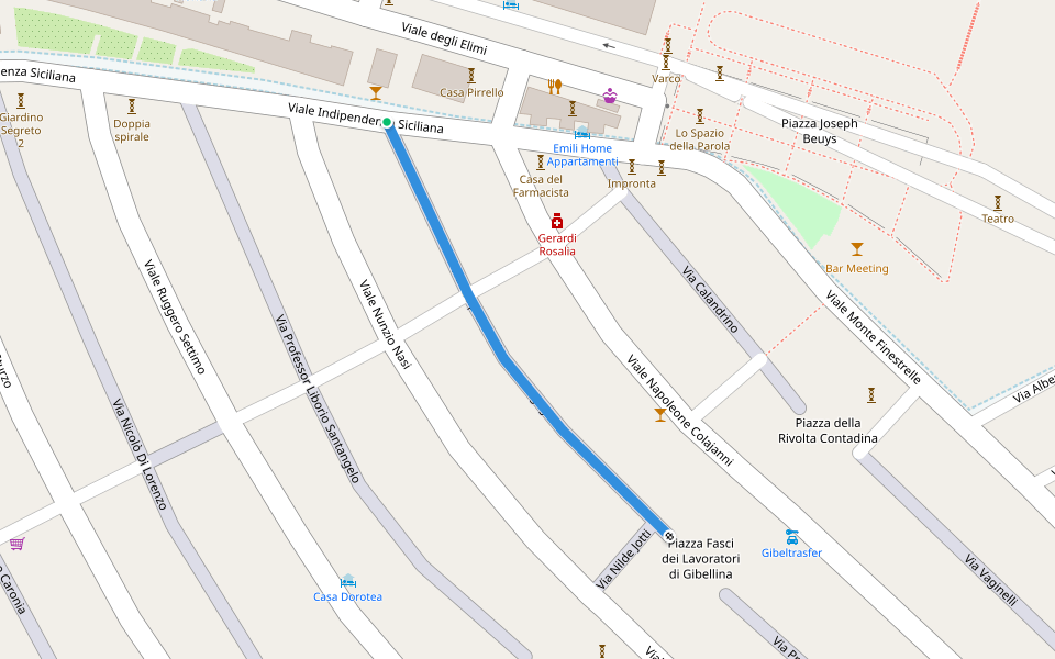 Via Arciprete Baldassare Ingoglia walking route map in Nuova Gibellina