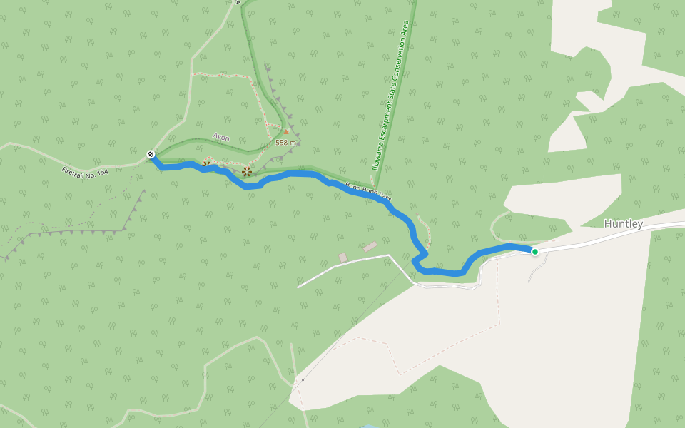 Bong Bong Pass walking route map in Huntley