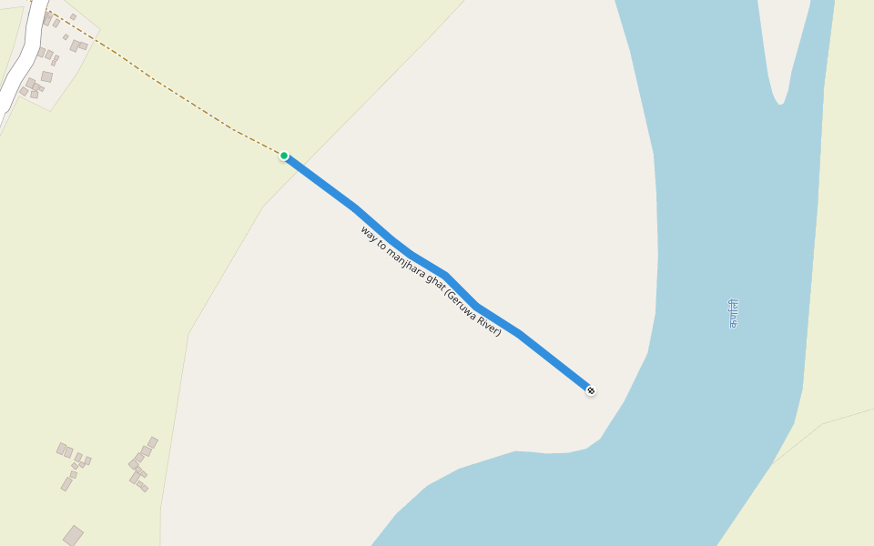 way to manjhara ghat (Geruwa River) walking route map in Khairi Chandanpur