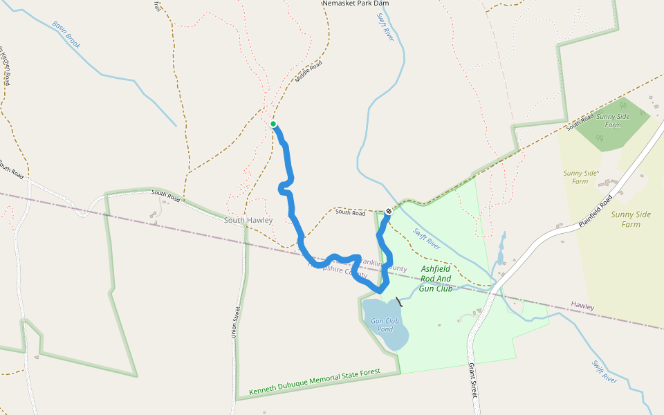 Periwinkle walking route map in Hawley