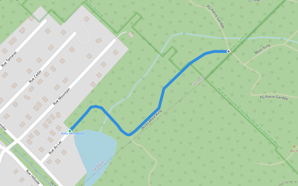 Accès Mont-King walking route map in Val-David