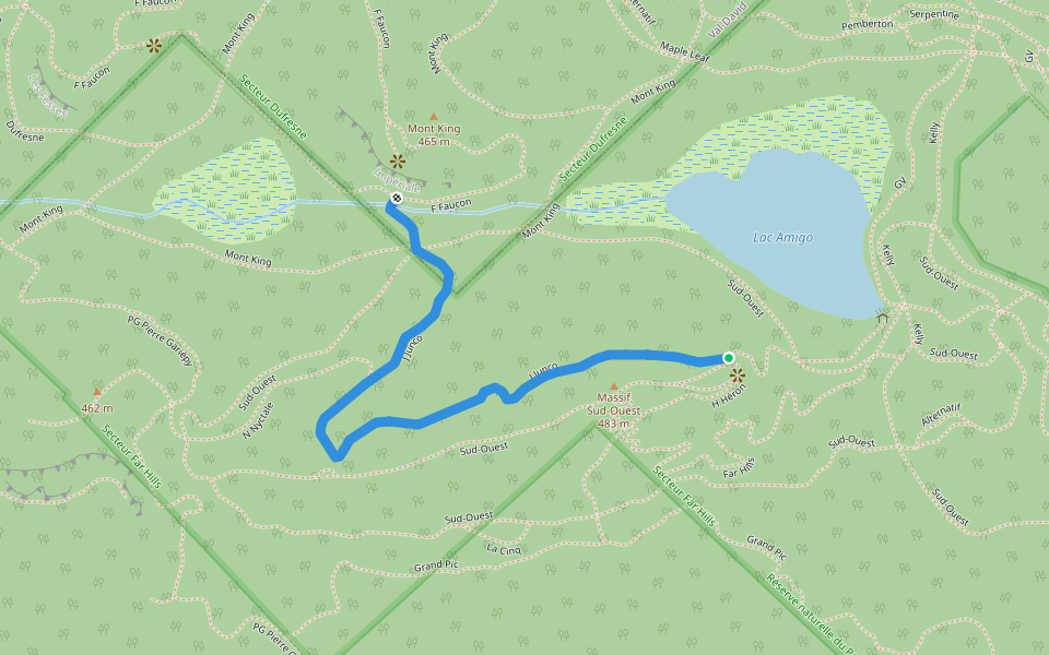 J Junco walking route map in Val-Morin