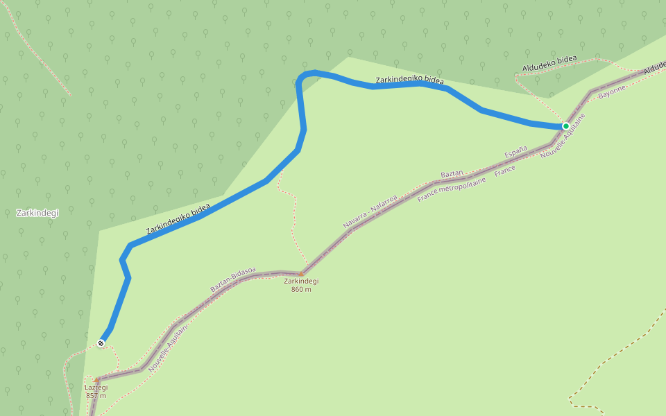 Zarkindegiko bidea walking route map in Aldudes