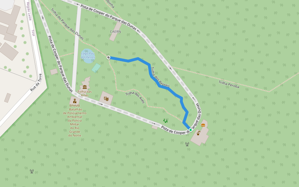 Trilha dos Répteis walking route map in Natal