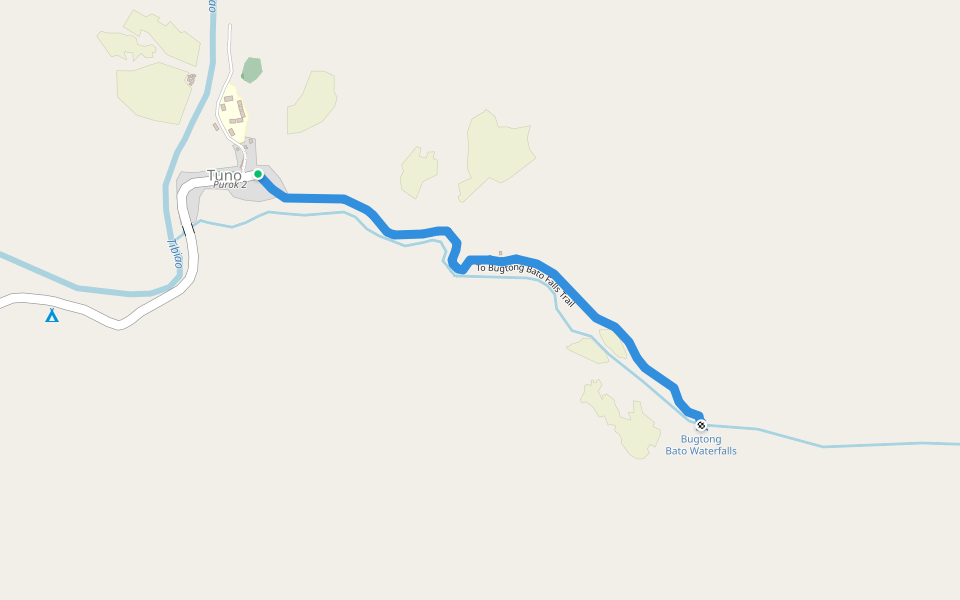 To Bugtong Bato Falls Trail walking route map in Tibiao